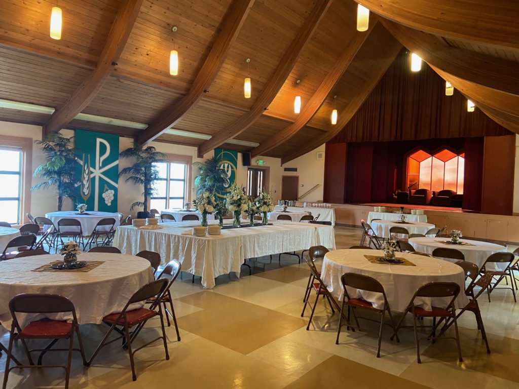 Christ Church Parish Hall with tables.